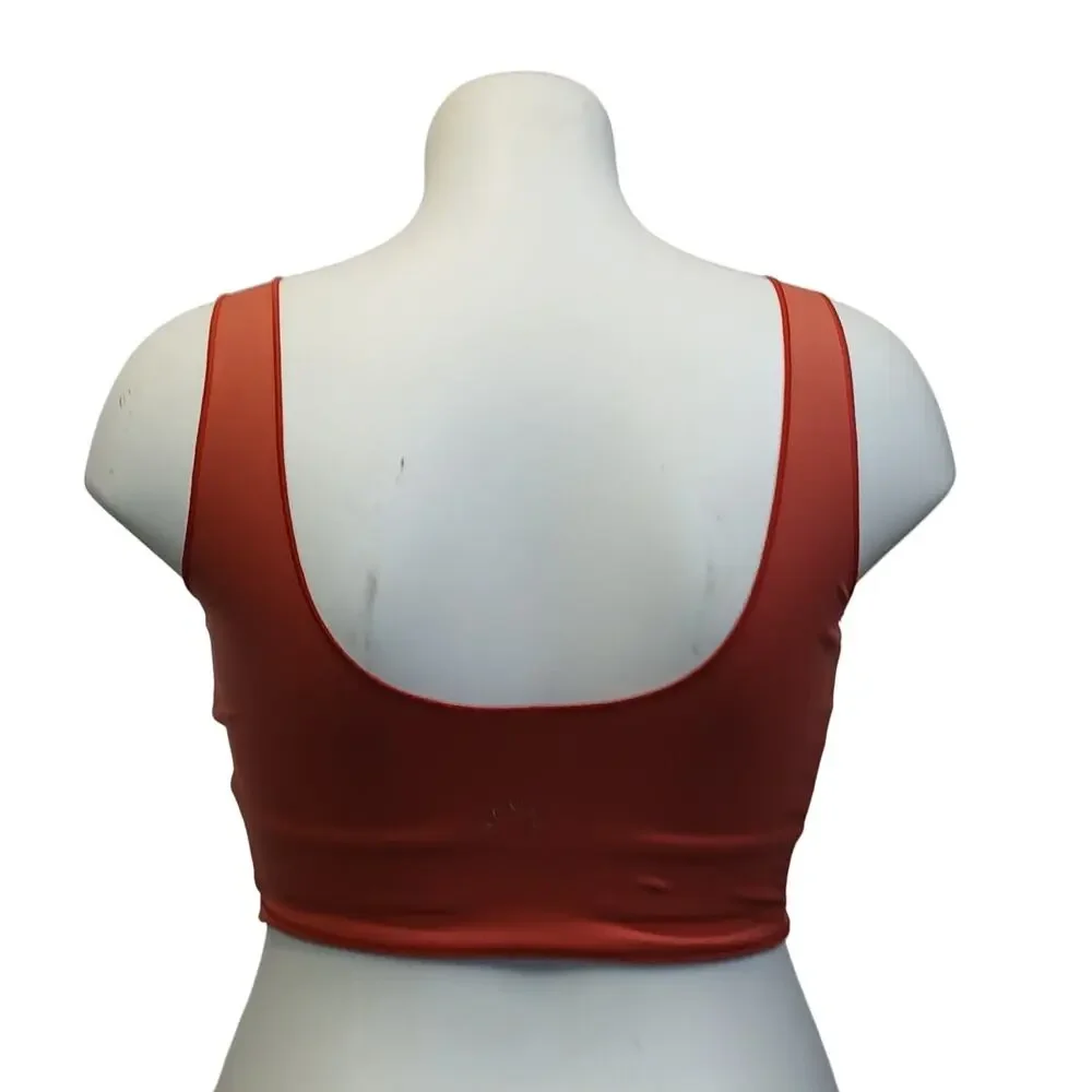 Varley Activewear Scoop Neck Crop Sports Bra Terracotta Rust Small